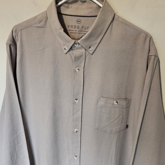NWT Free Fly Bamboo Flannel Button Up Shirt - Boulder Grey - Size XXL - Picture 2 of 8